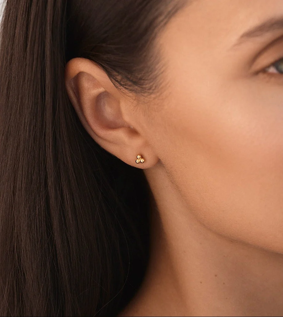 Trinity Sphere Studs In Gold - Image 5