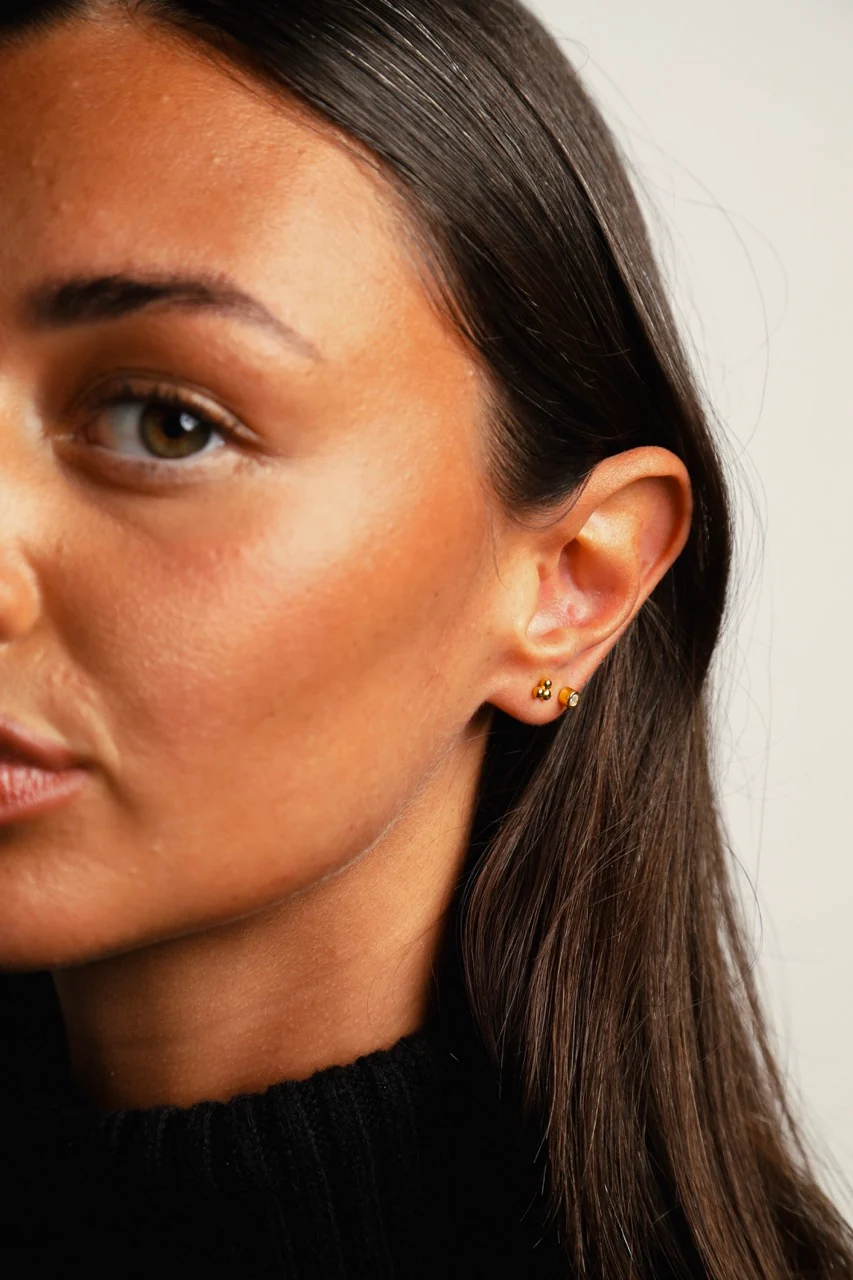Trinity Sphere Studs In Gold - Image 7