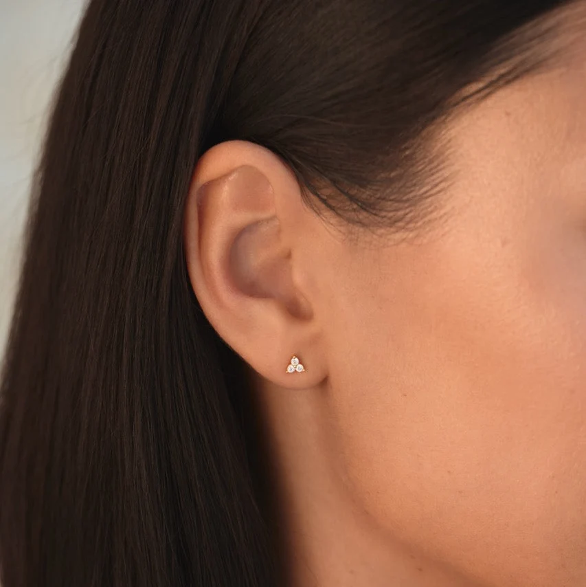 Trinity Stud Earrings Gold - Image 4