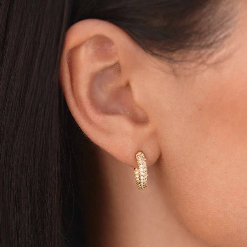 Twilight Crystal Hoop Earrings Gold - Image 6