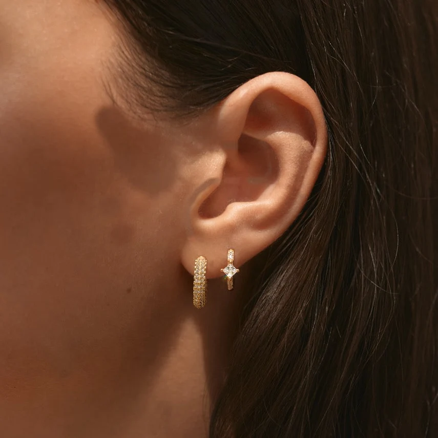 Twilight Crystal Hoop Earrings Gold - Image 8