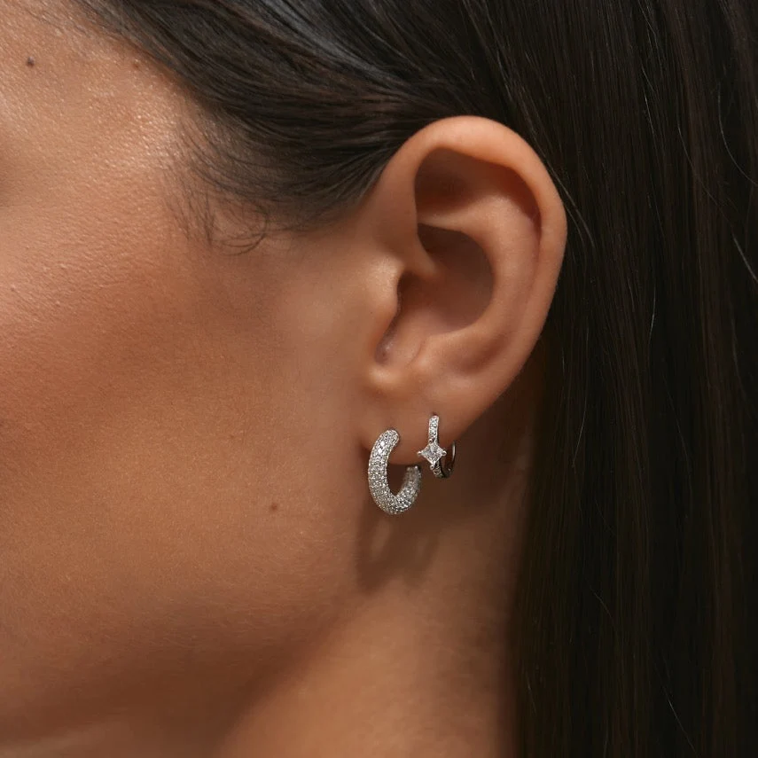 Twilight Crystal Hoop Earrings Silver - Image 5