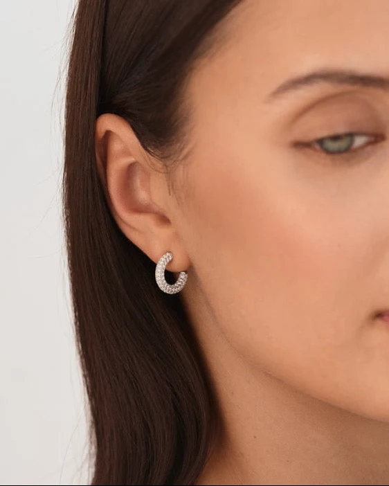 Twilight Crystal Hoop Earrings Silver - Image 6