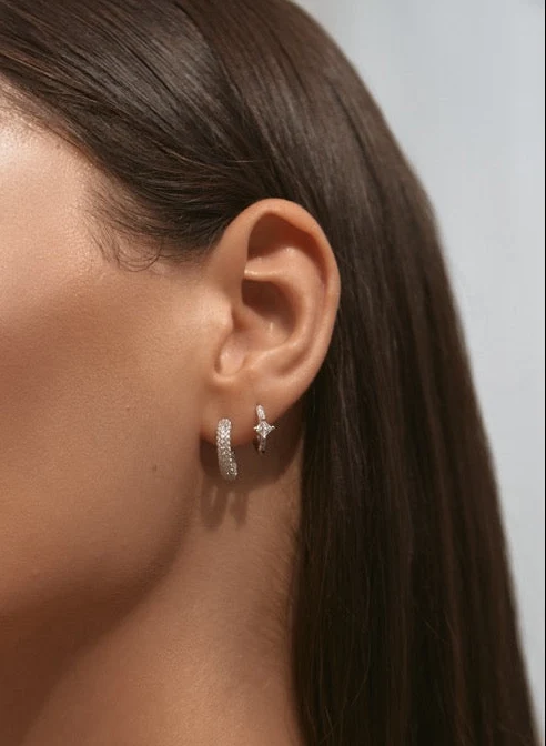 Twilight Crystal Hoop Earrings Silver - Image 7