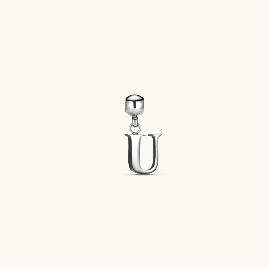 U Classic Initial Charm Silver