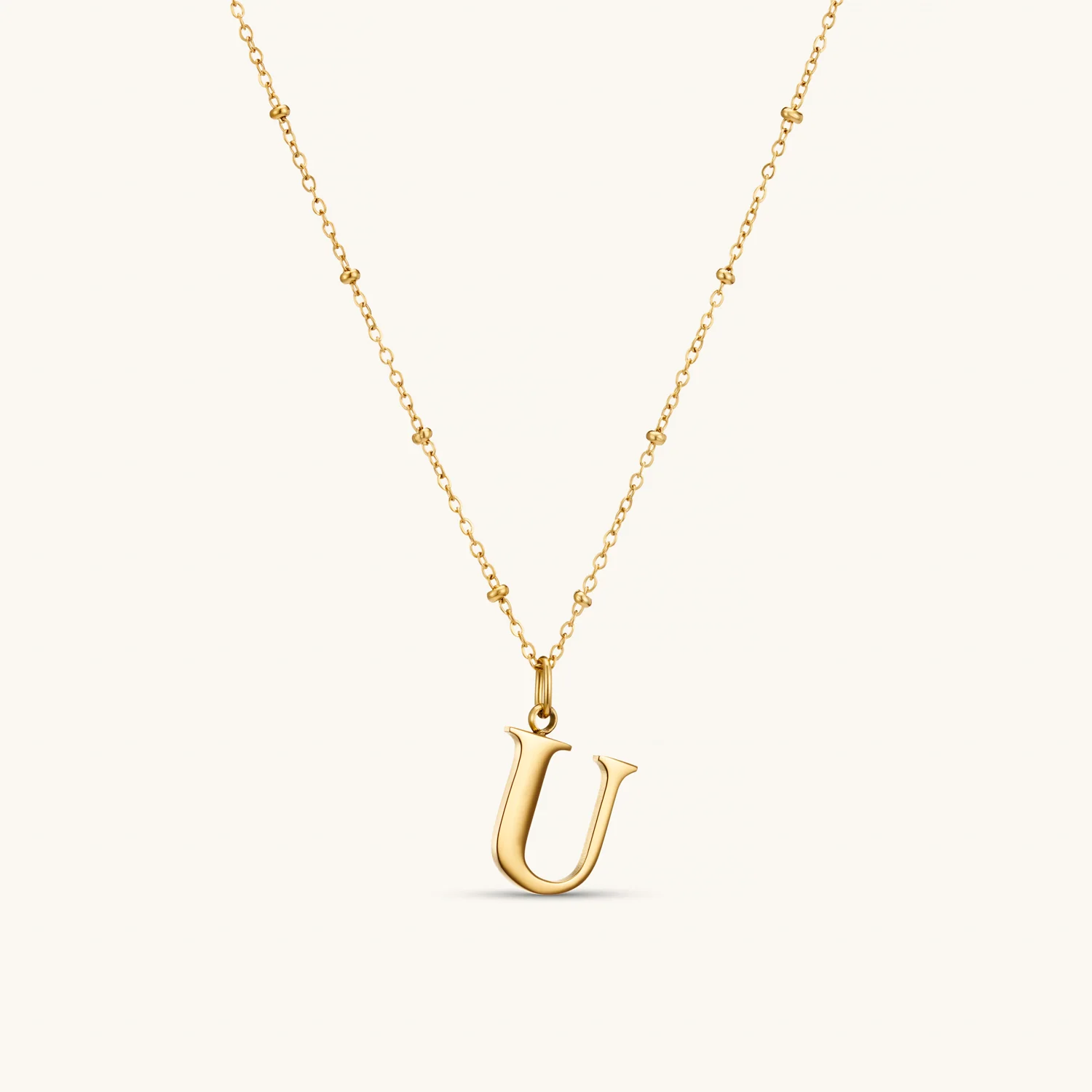 U Initial Pendant Necklace Gold