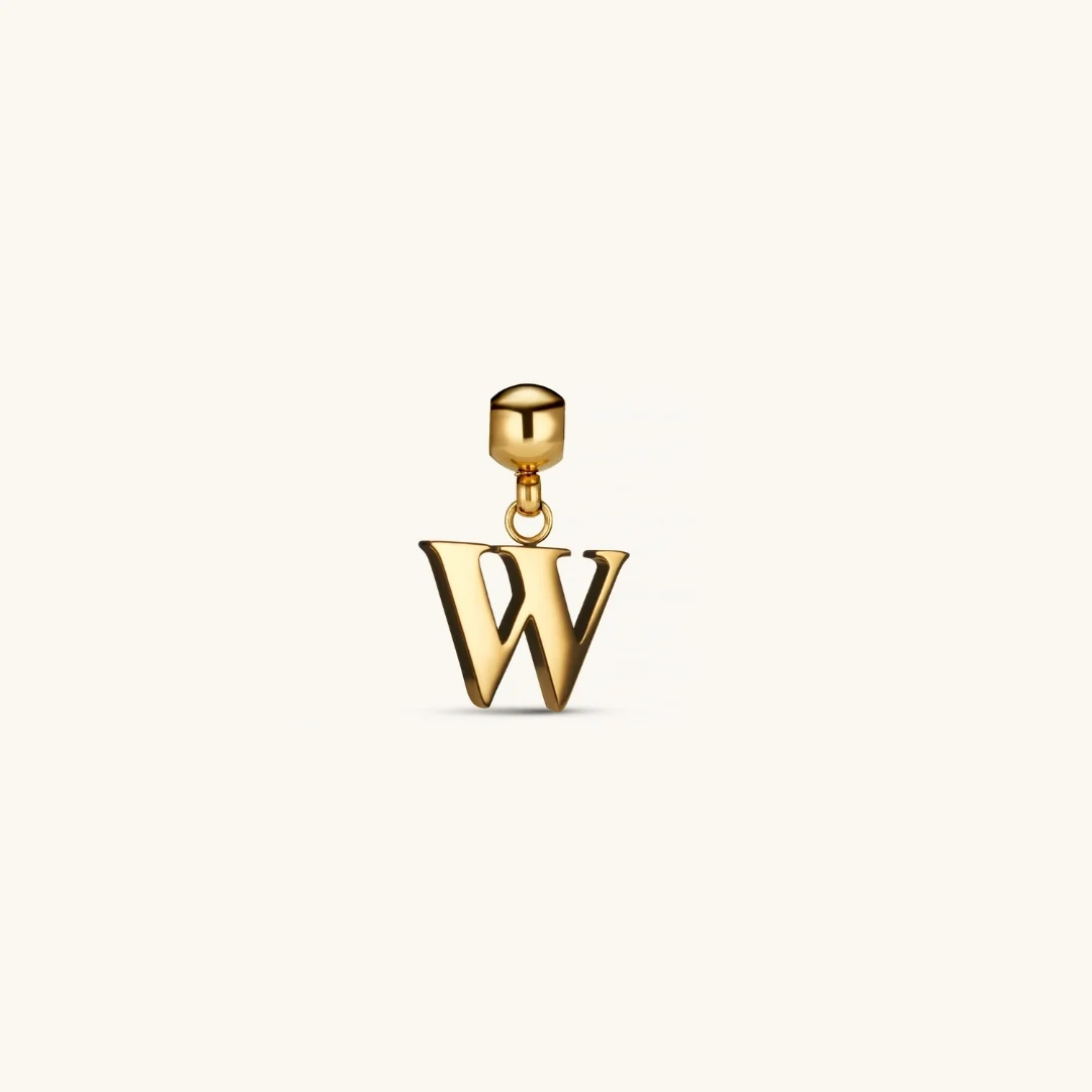 W Classic Initial Charm Gold