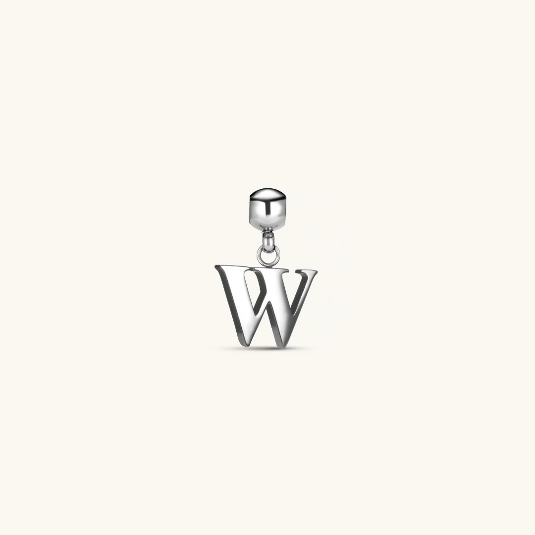 W Classic Initial Charm Silver