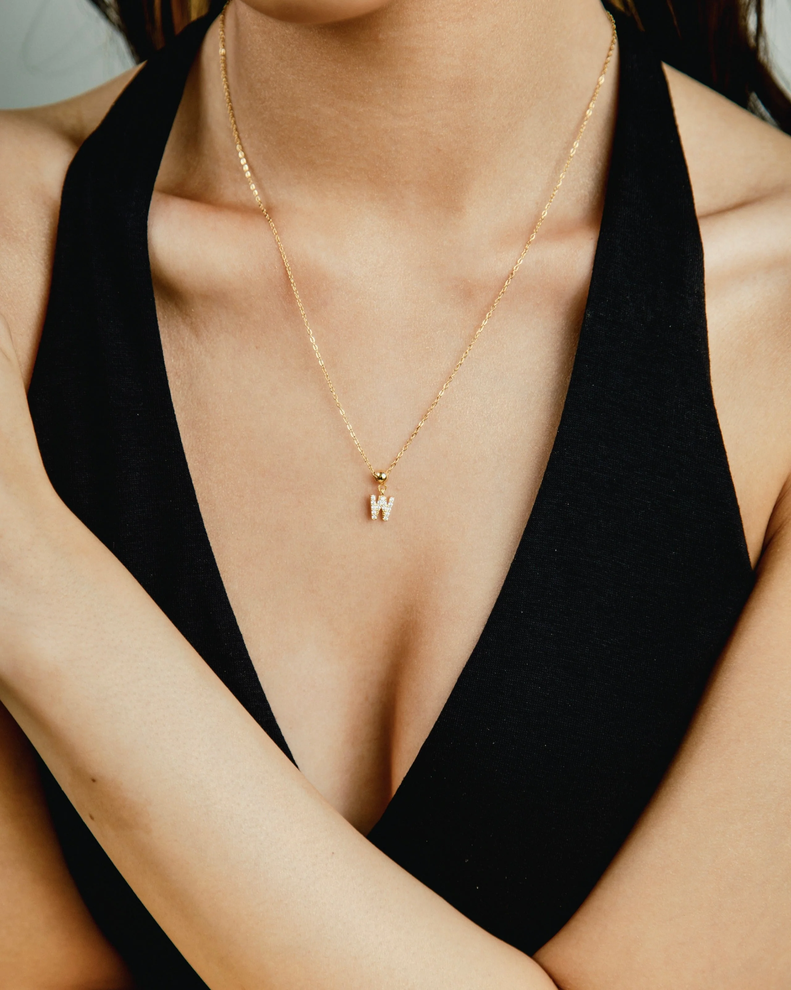W Diamond Initial Charm Gold - Image 2