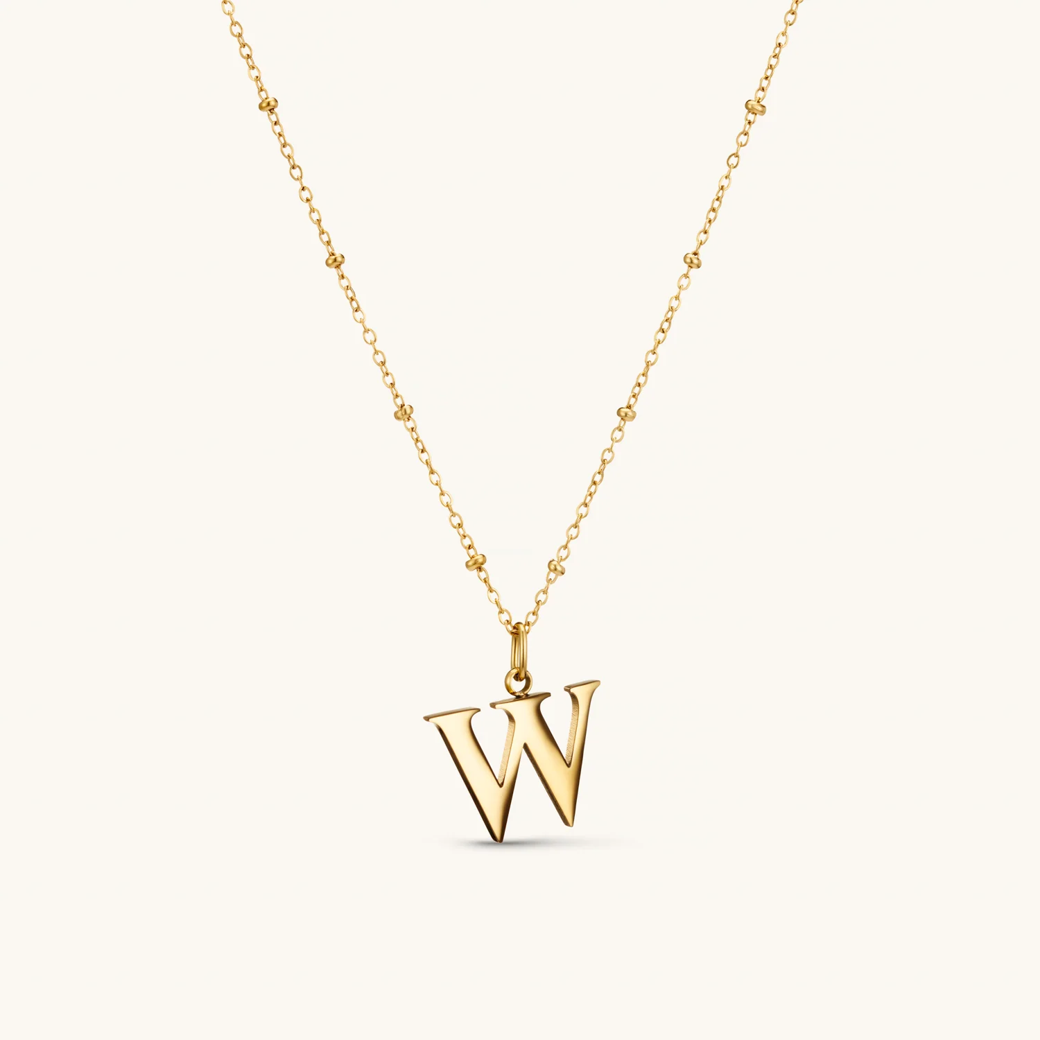 W Initial Pendant Necklace Gold