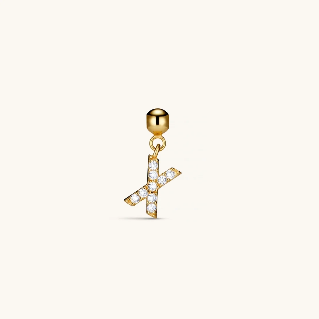 X Diamond Initial Charm Gold
