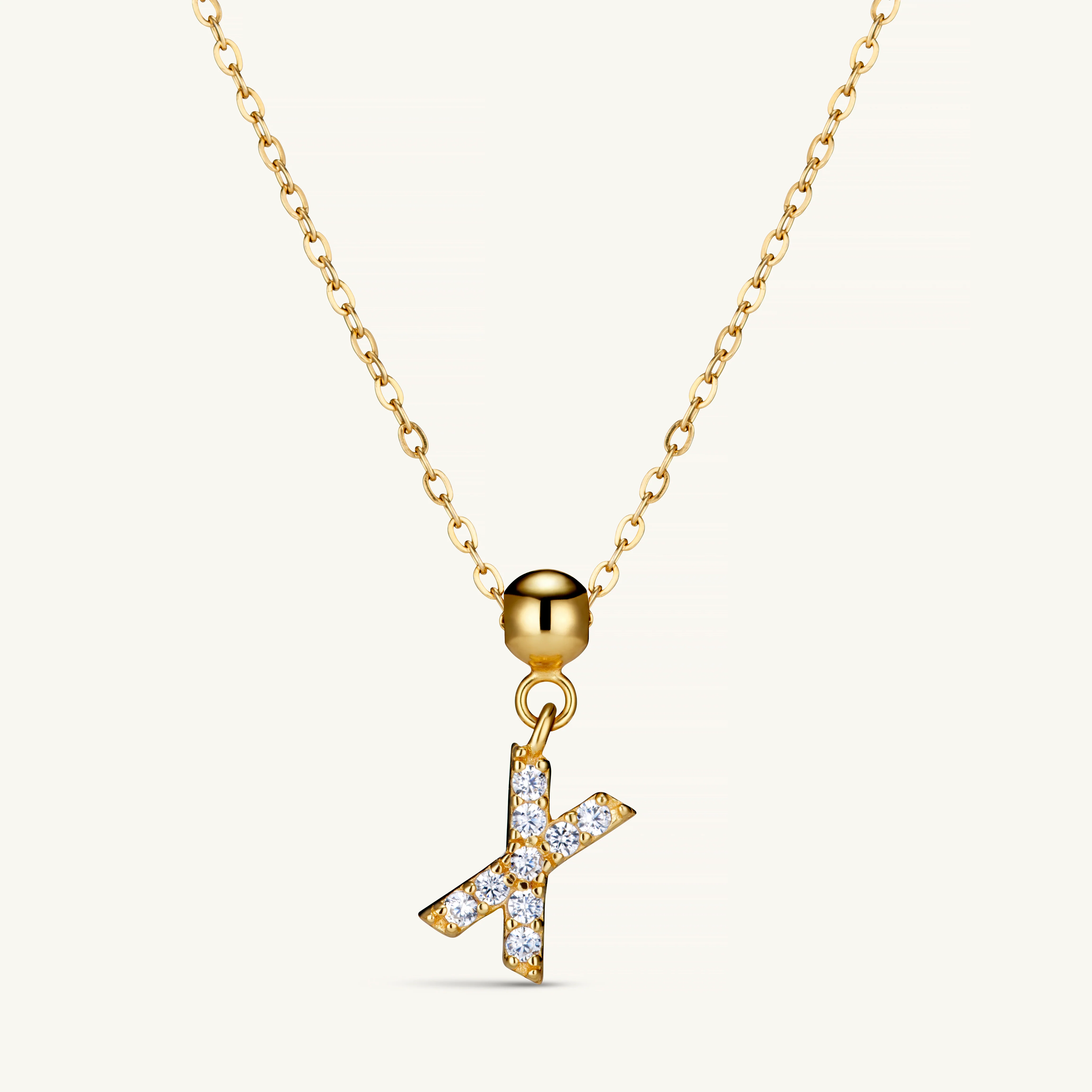 X Diamond Initial Charm Gold - Image 3