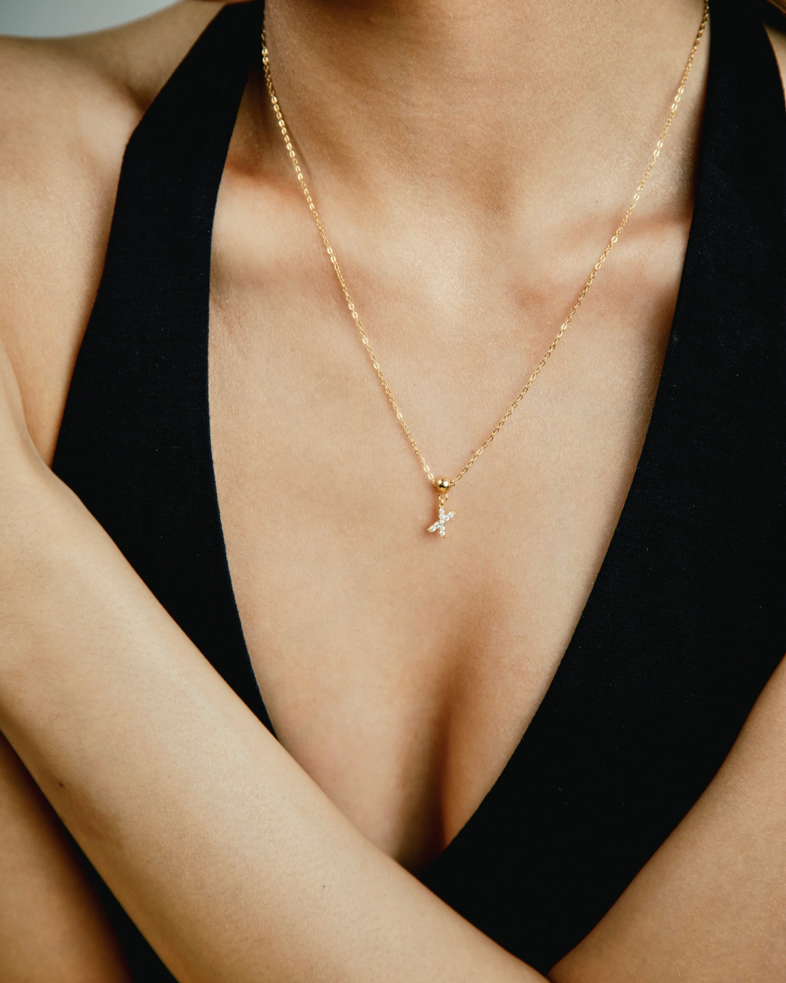 X Diamond Initial Charm Gold - Image 4