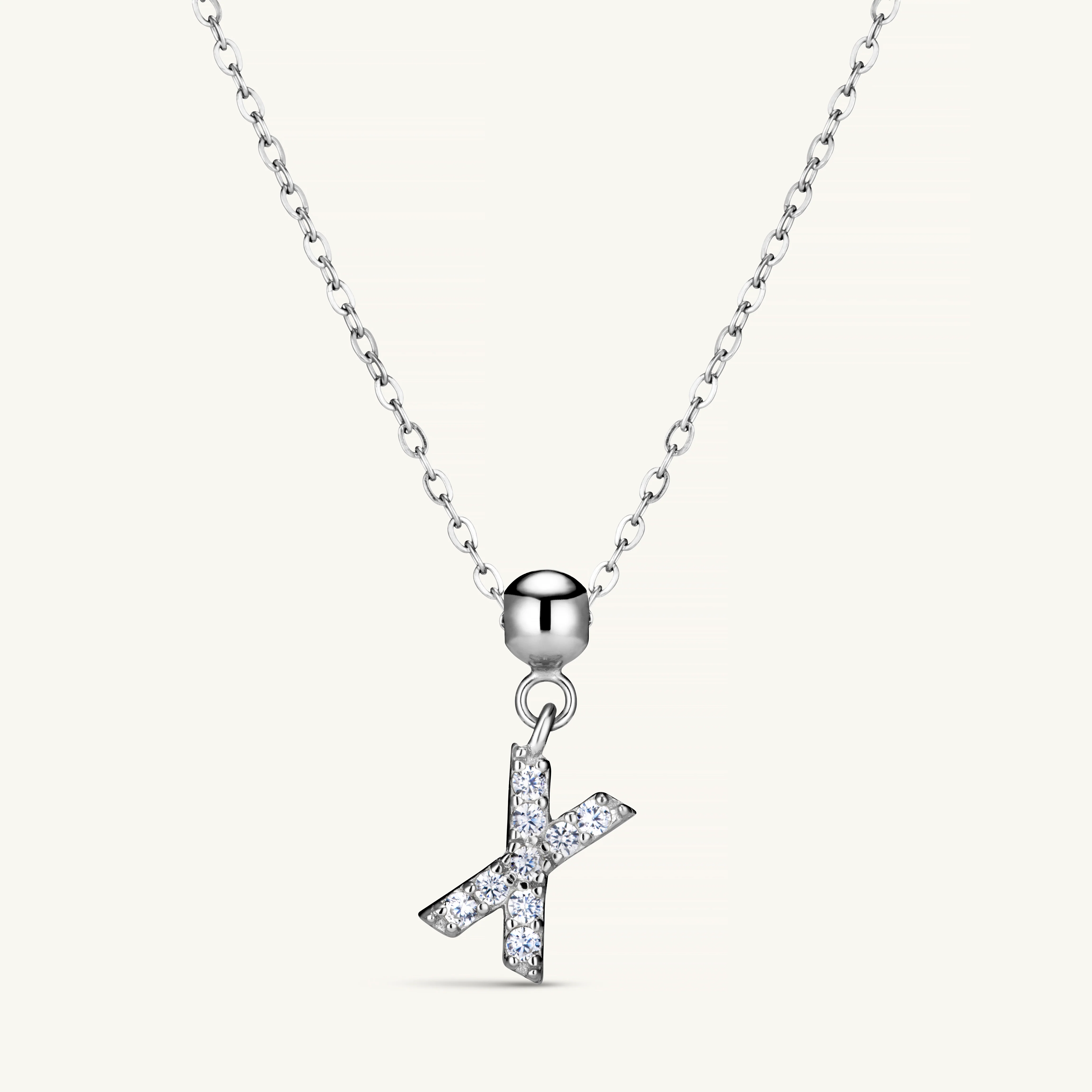 X Diamond Initial Charm Silver - Image 3