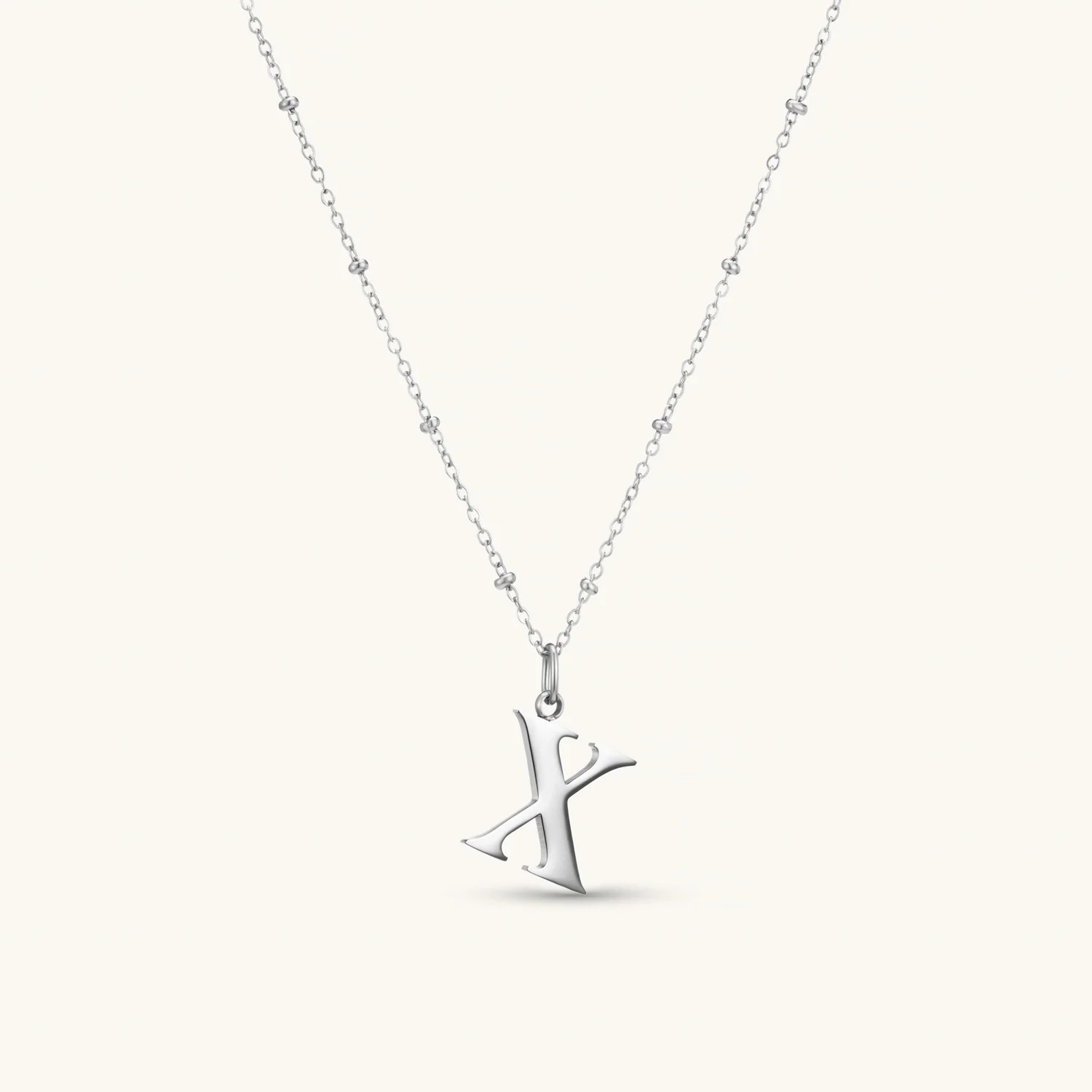 X Initial Pendant Necklace Silver