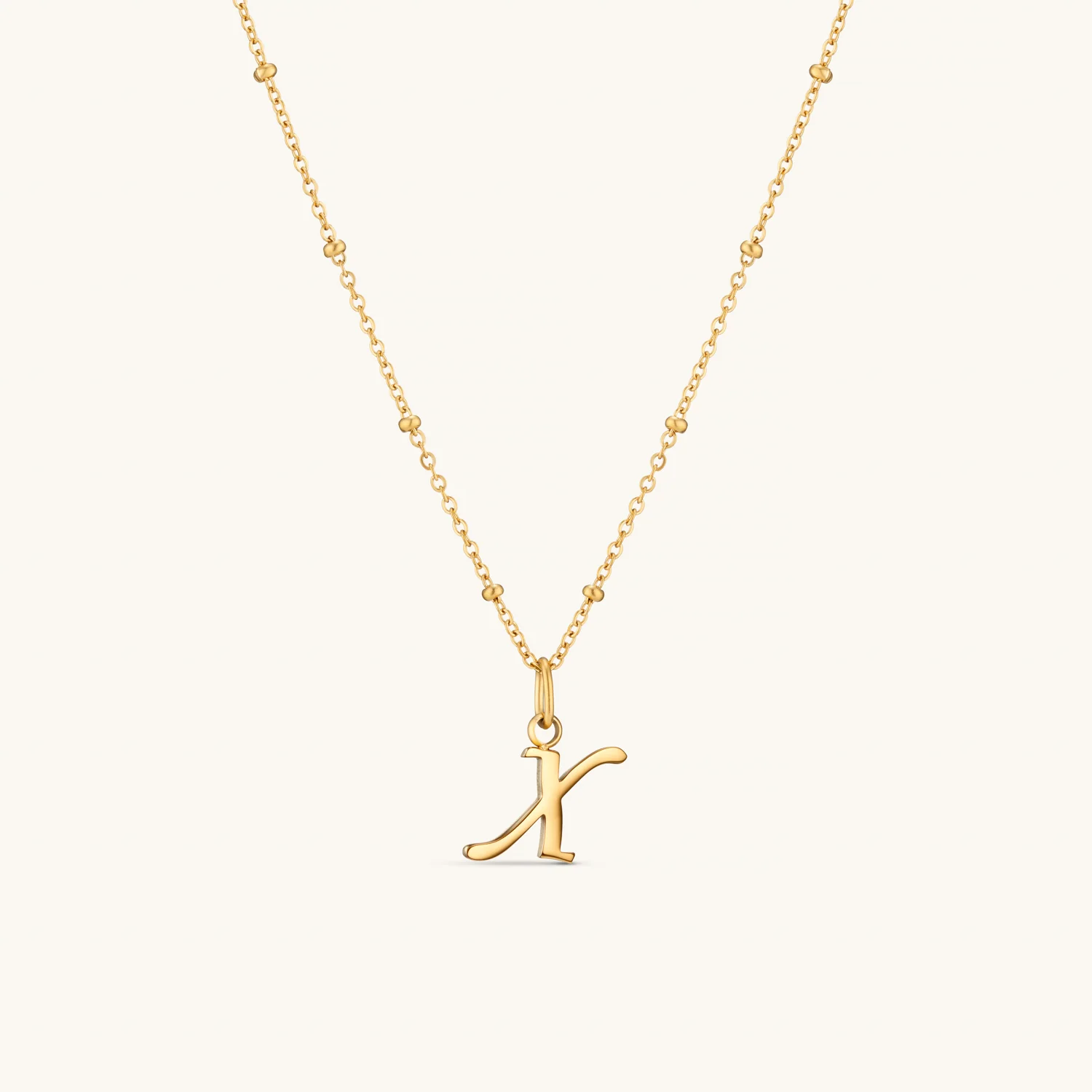 X Script Initial Necklace Gold