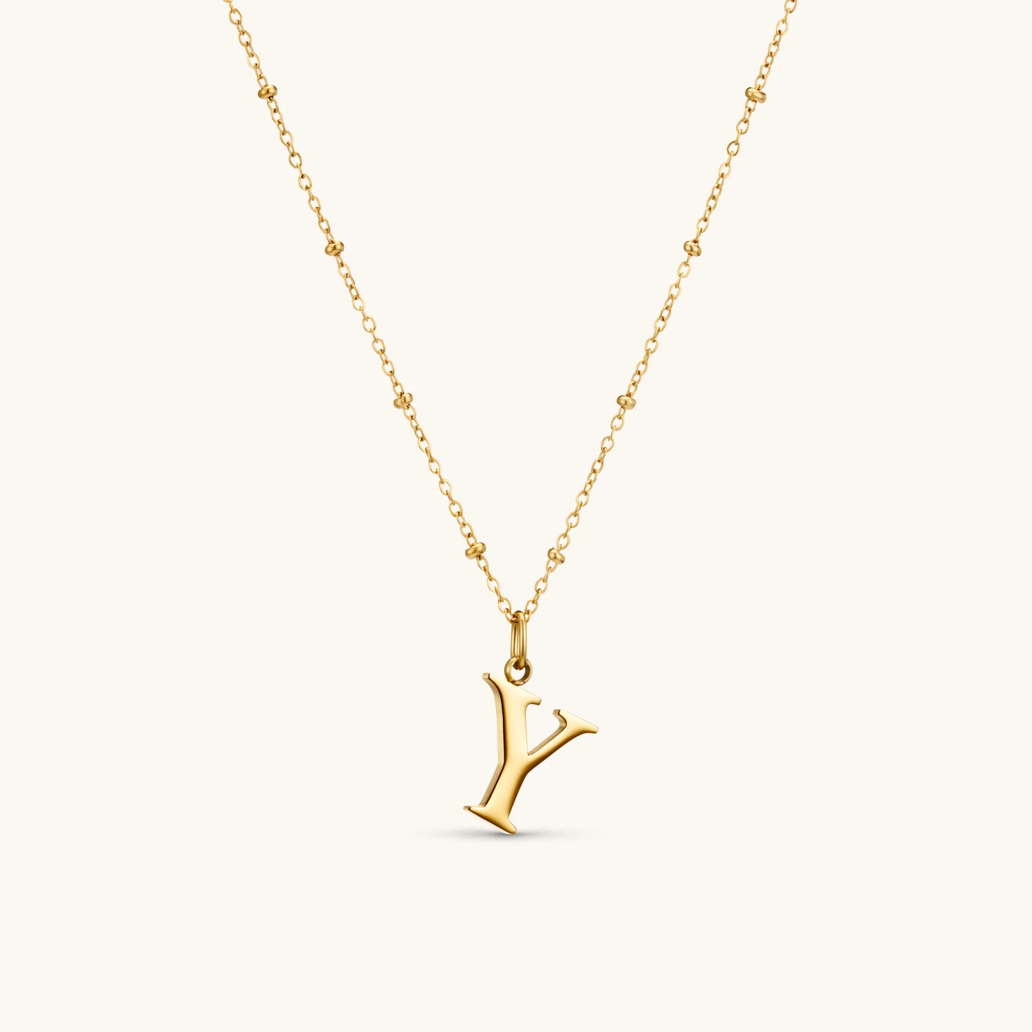 Y Initial Pendant Necklace Gold