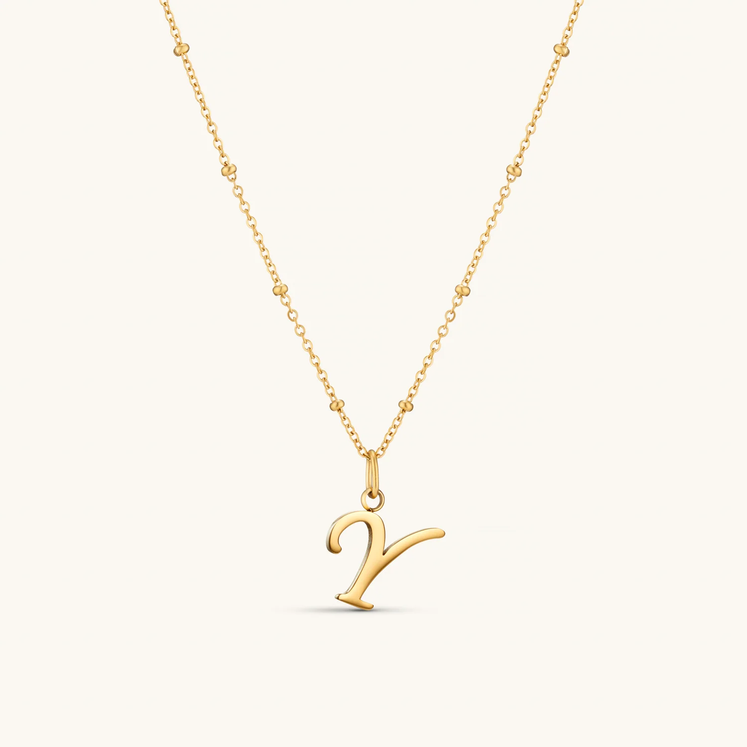 Y Script Initial Necklace Gold