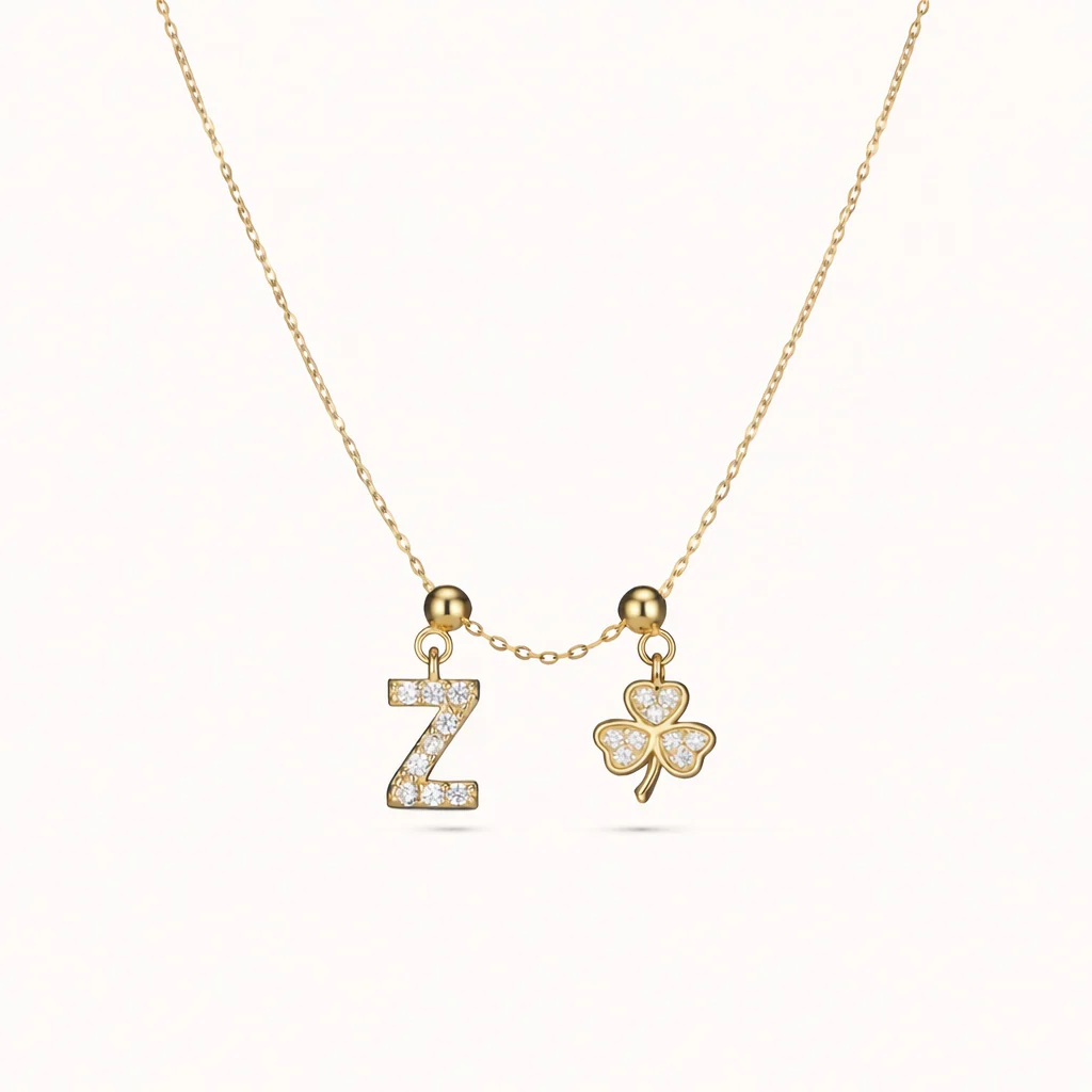 Z Lucky Initial Charm Necklace Gold