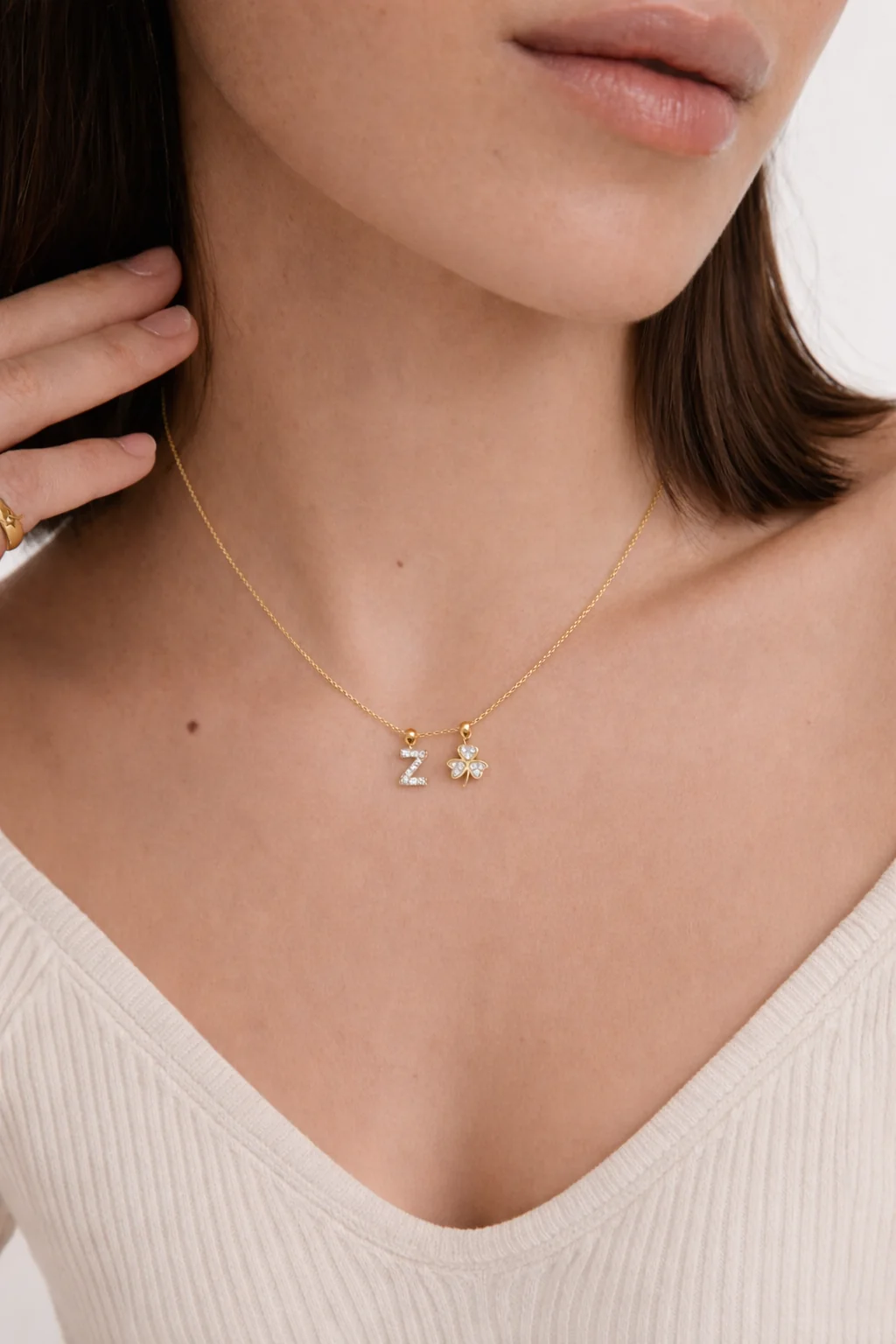 Z Lucky Initial Charm Necklace Gold - Image 2